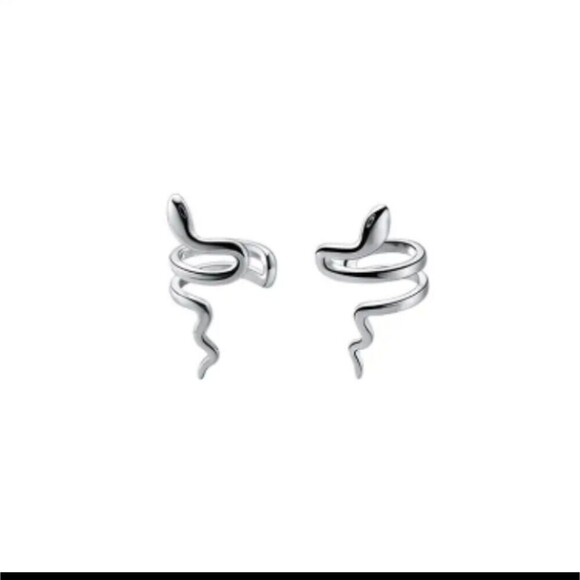 STERLING silver snake ear cuff pair earrings no piercing - Picture 2 of 7